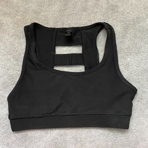 90 Degree Ladder Back Black Sports Bra